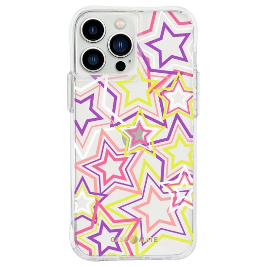 Husa Case Mate Tough Print neon stars Apple iPhone 13 Pro Max, transparent (iPhone 13 Pro Max, CM047456) by www.silkase.ro